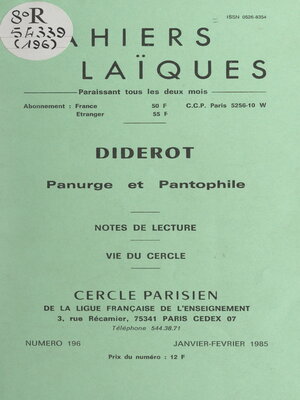 cover image of Diderot, panurge et pantophile